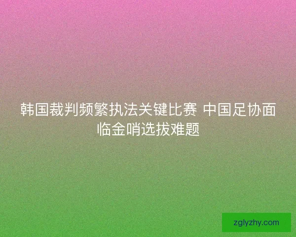 韩国裁判频繁执法关键比赛 中国足协面临金哨选拔难题 韩国裁判频繁执法关键比赛 中国足协面临金哨选拔难题