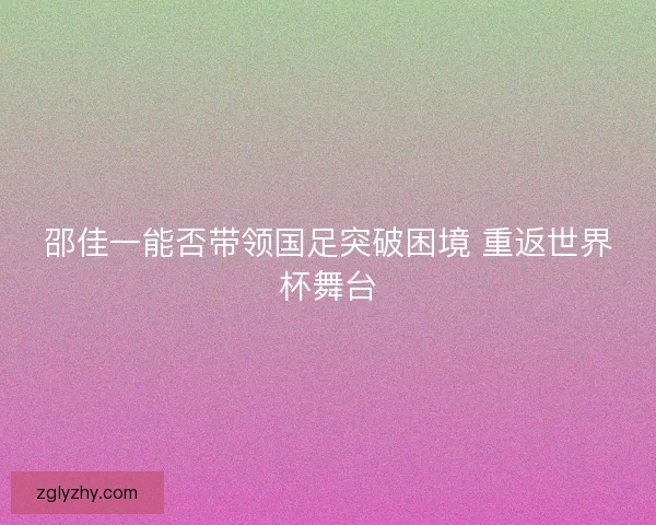 邵佳一能否带领国足突破困境 重返世界杯舞台 邵佳一能否带领国足突破困境 重返世界杯舞台